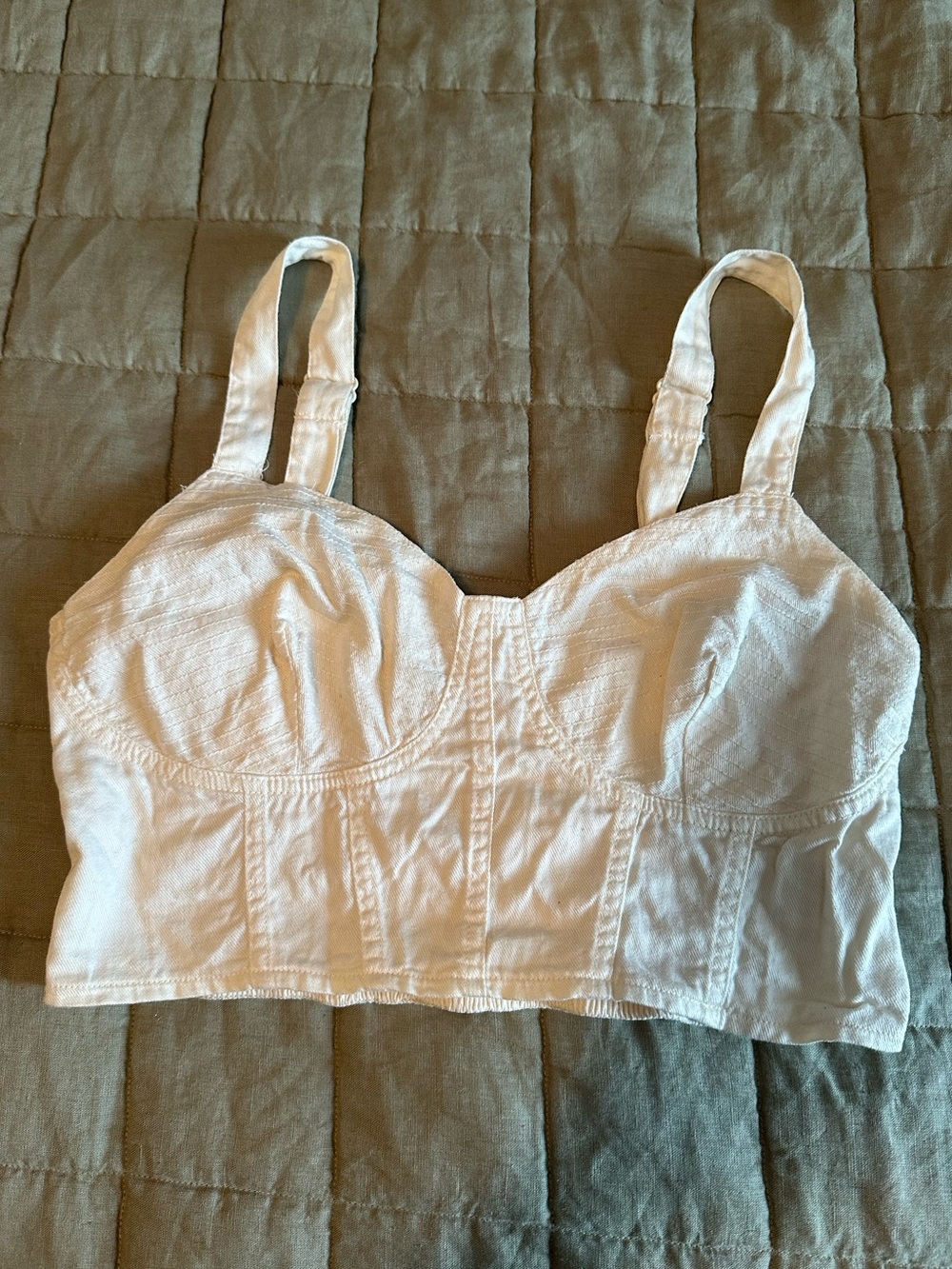 American Eagle Outfitters Cream Smocked Tube Top